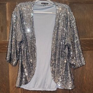Luxe Silver Sequin Swing Jacket